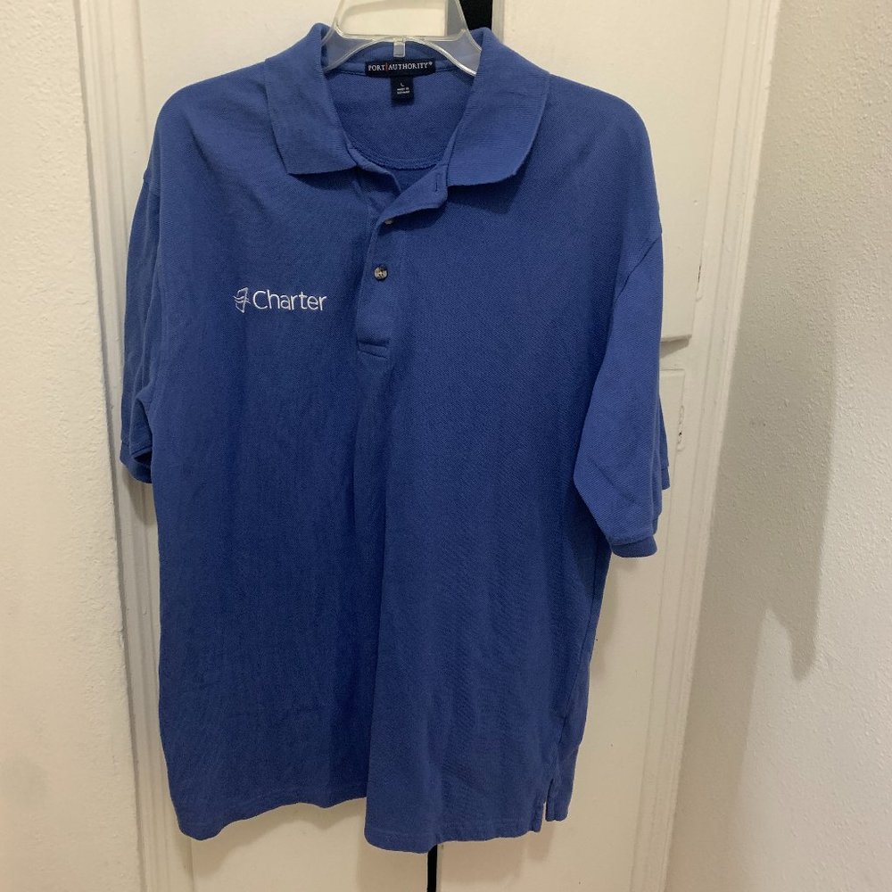 Charter Logo Mens L Blue Polo